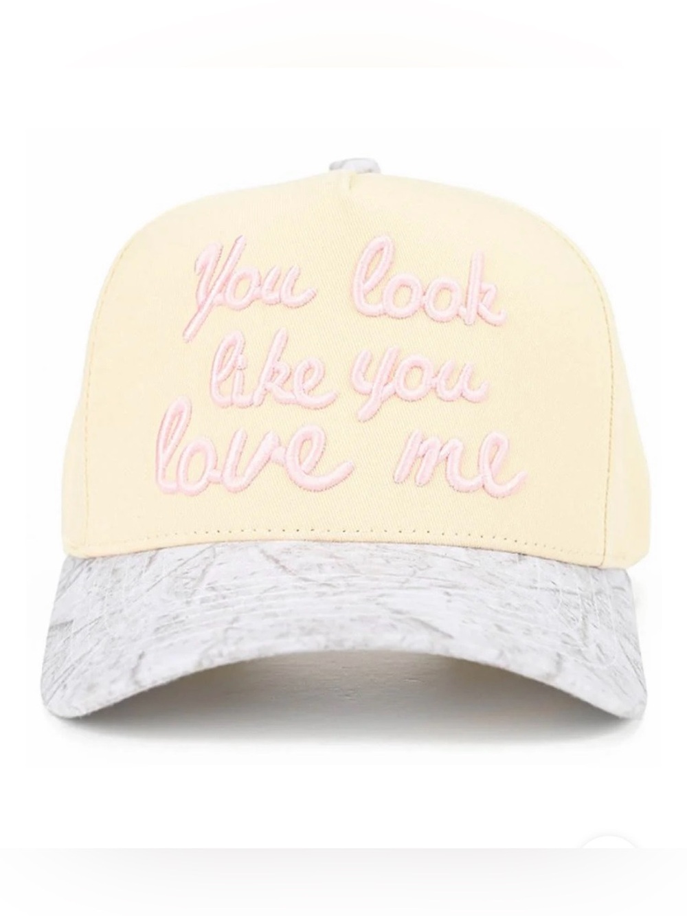 C.C Cream SnapBack Trucker with Pink Script and Camo Brim